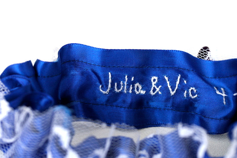 Royal Blue and Eggplant Embroidered Garter Set