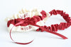 Ivory and Scarlet Red Personalized Garter Set