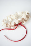 Custom Garter Spotlight: Ivory, Shimmer Lace & Red Satin