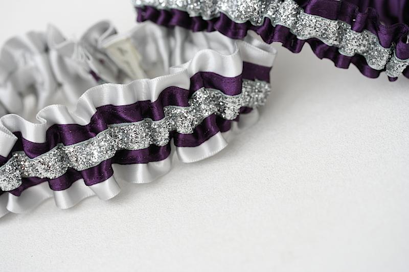 Garter Set: Dark Purple & Silver Glitter