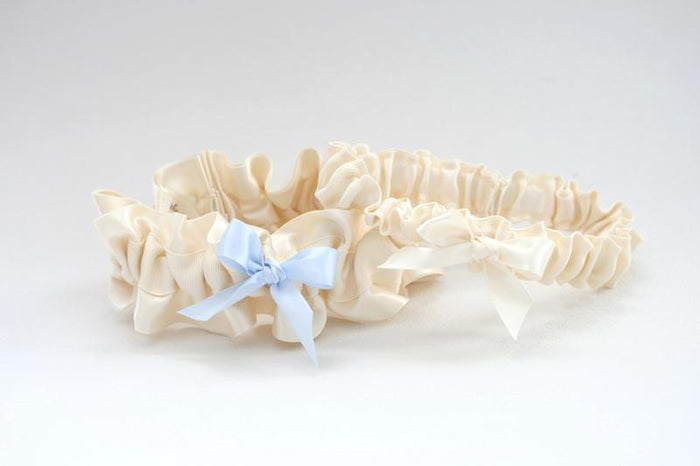Ivory and Blue Garter Set