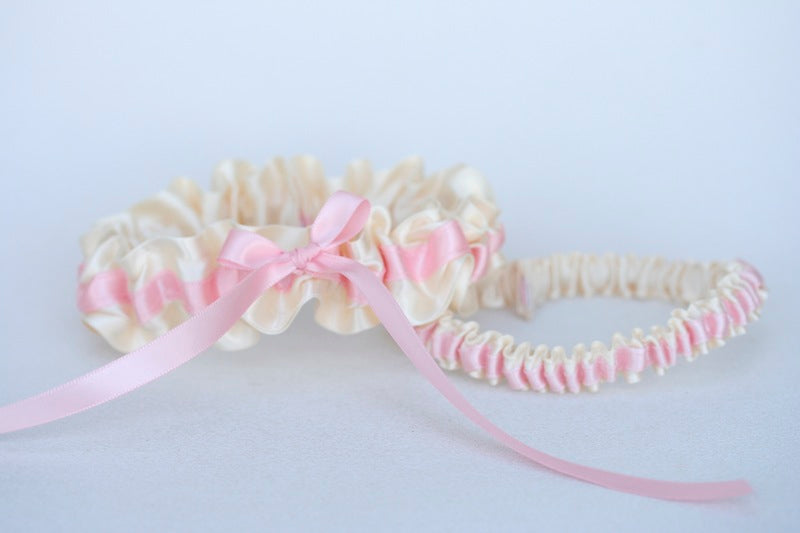 Ivory and Pink Garter Set