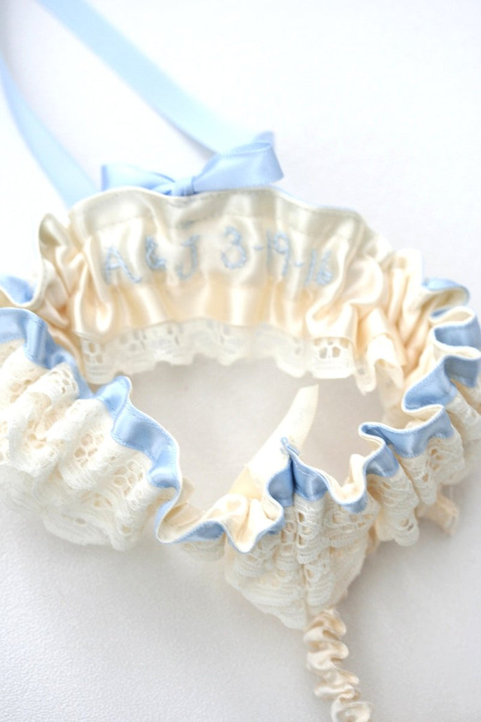 Something Blue Embroidered Garter