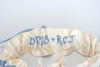 Ivory and Blue Embroidered Wedding Garter