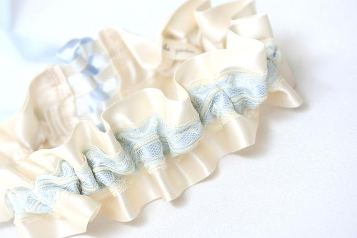 Ivory Lace & Something Blue Corset Garter