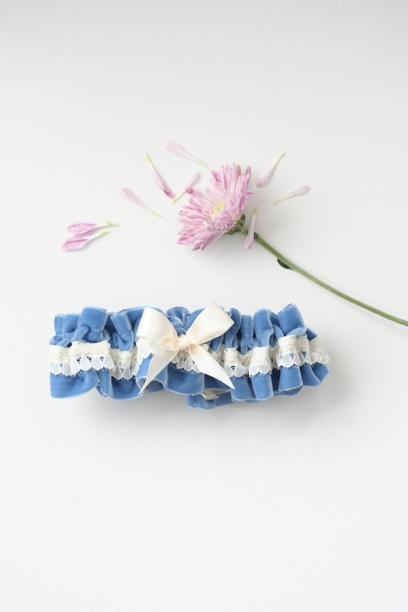 Something Blue Velvet Garter