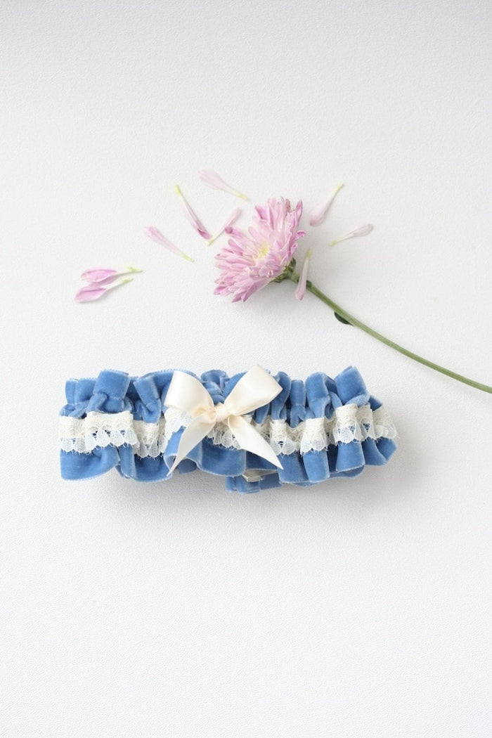Something Blue Velvet Garter