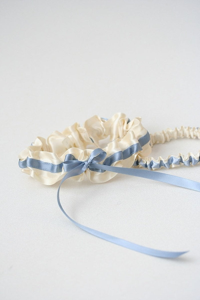Custom Wedding Garter: Something Blue & Embroidered