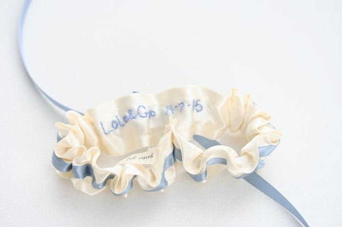 Something Blue Embroidered Garter