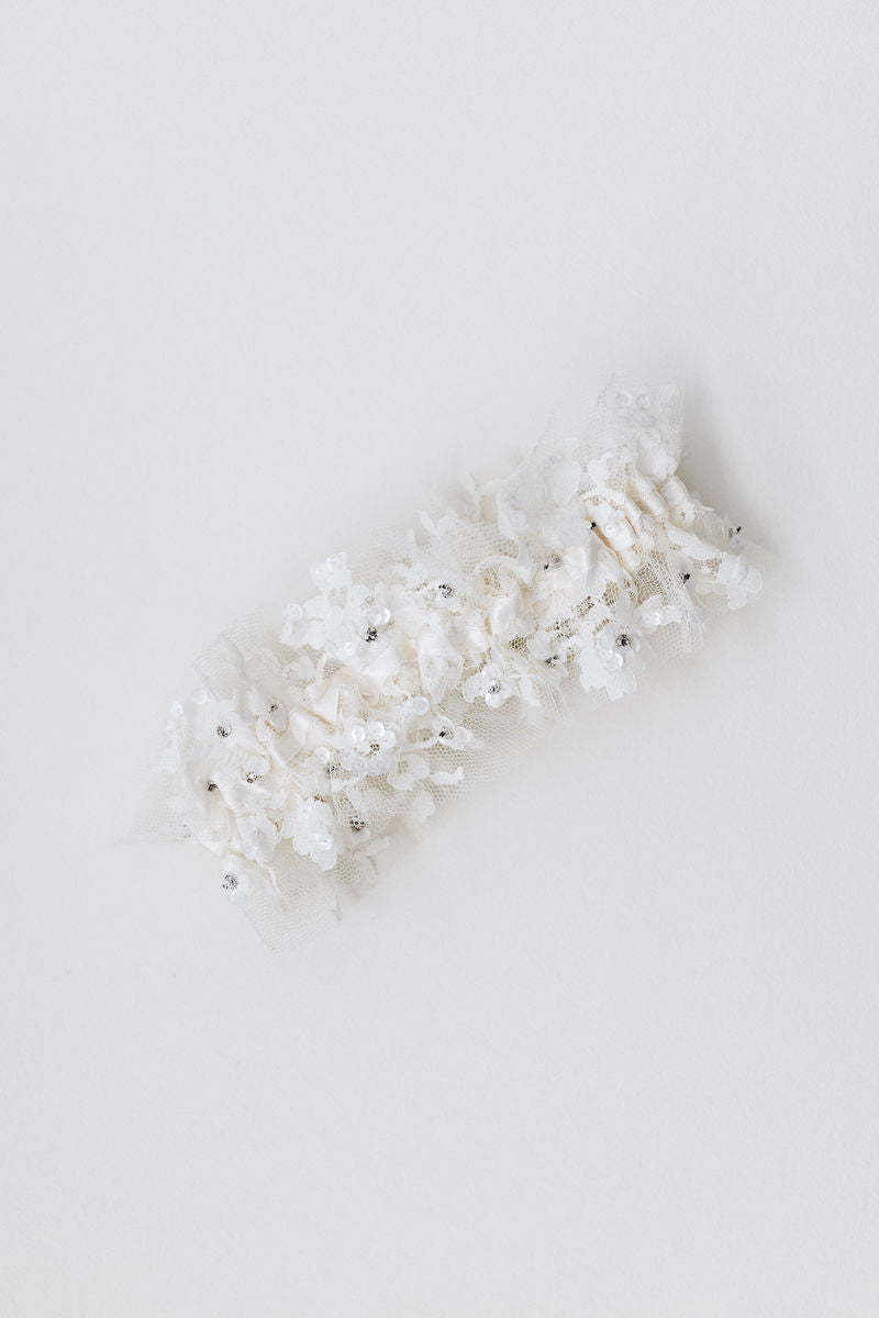 Sparkle Lace Bridal Garter Personalized With Embroidery by The Garter Girl