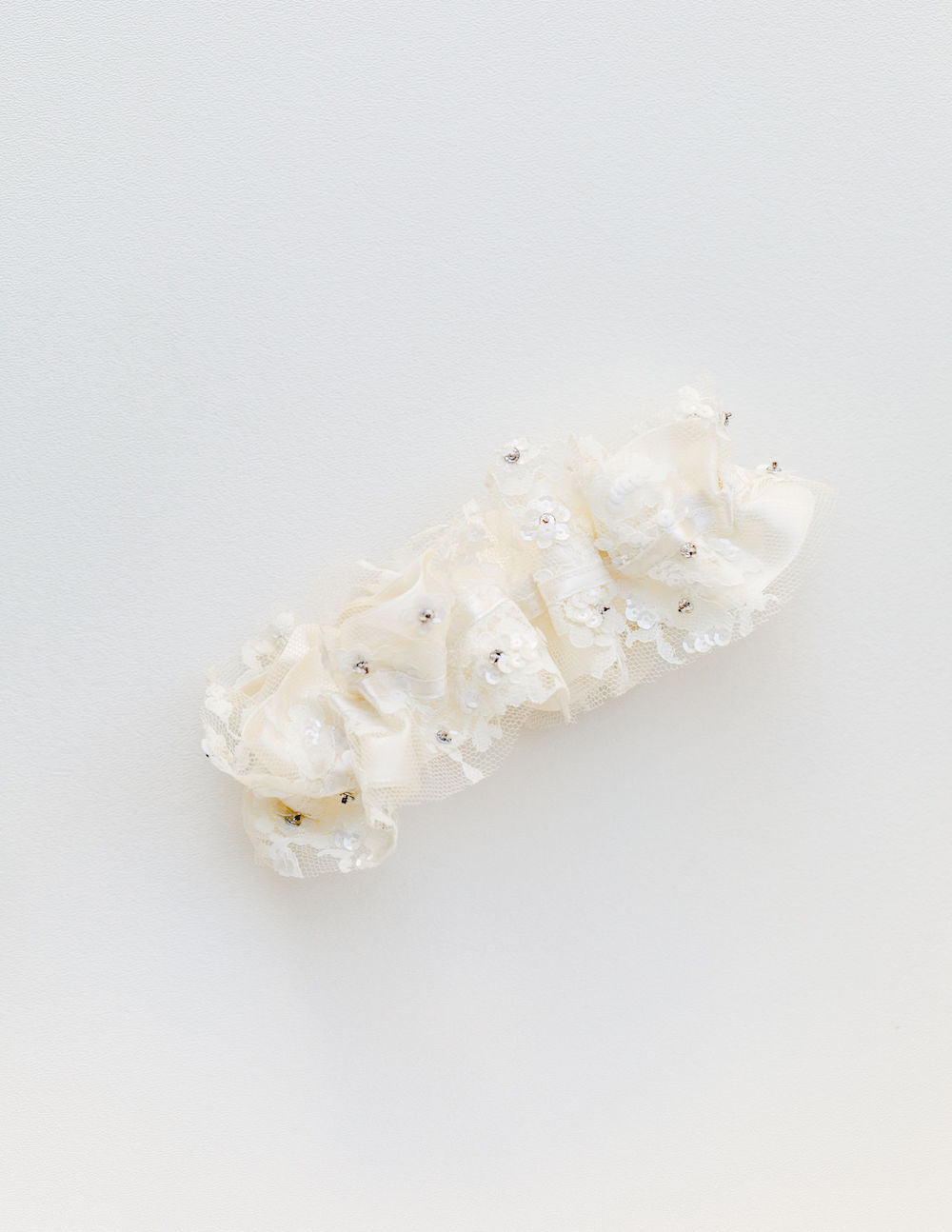 luxury sparkle lace wedding garter heirloom handmade with ivory satin by The Garter Girl