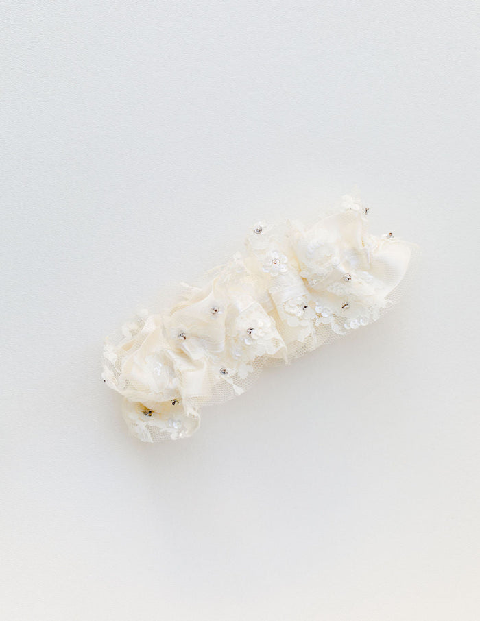 luxury sparkle lace wedding garter heirloom handmade with ivory satin by The Garter Girl