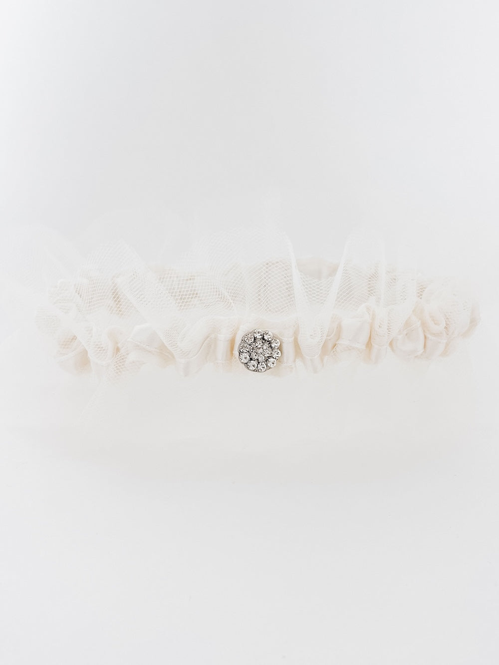 Garter: Tulle with Sparkle Detail & Monogram Embroidery