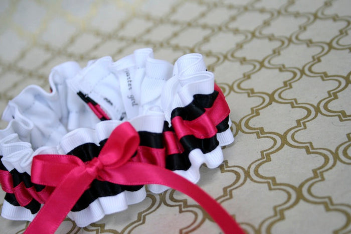 White, Black and Hot Pink Garter
