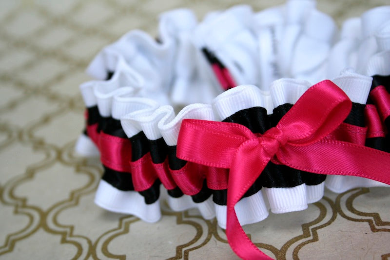 White, Black and Hot Pink Garter