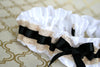Custom Wedding Garter: White and Black with Gold