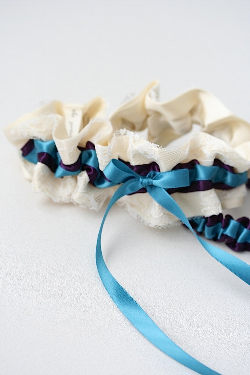 Garter Set: Teal, Purple & Lace