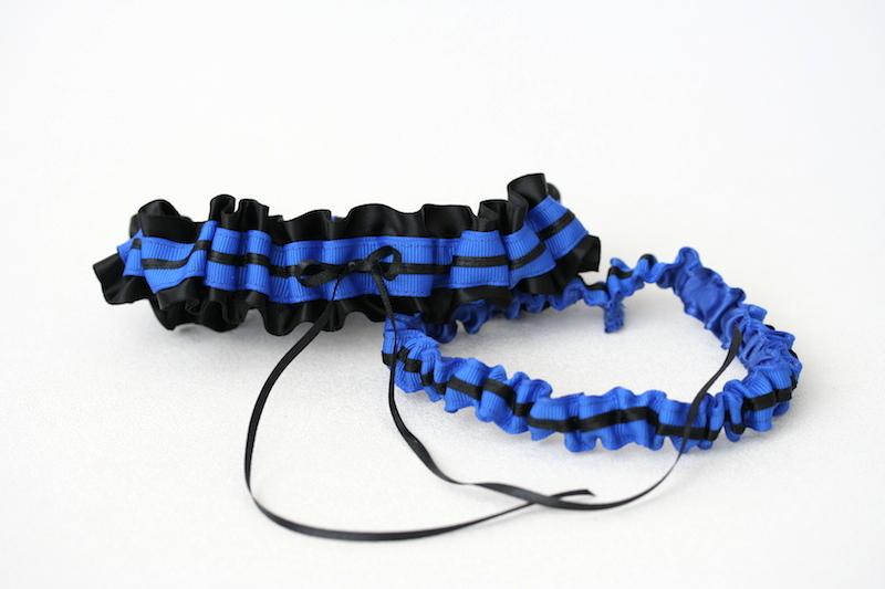 Black and Royal Blue Personalized Garter Set