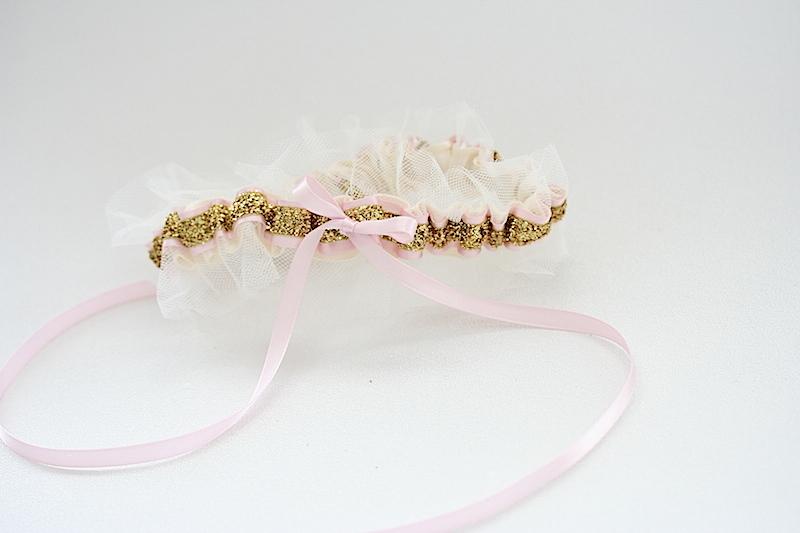Garter: Tulle, Blush & Gold Glitter