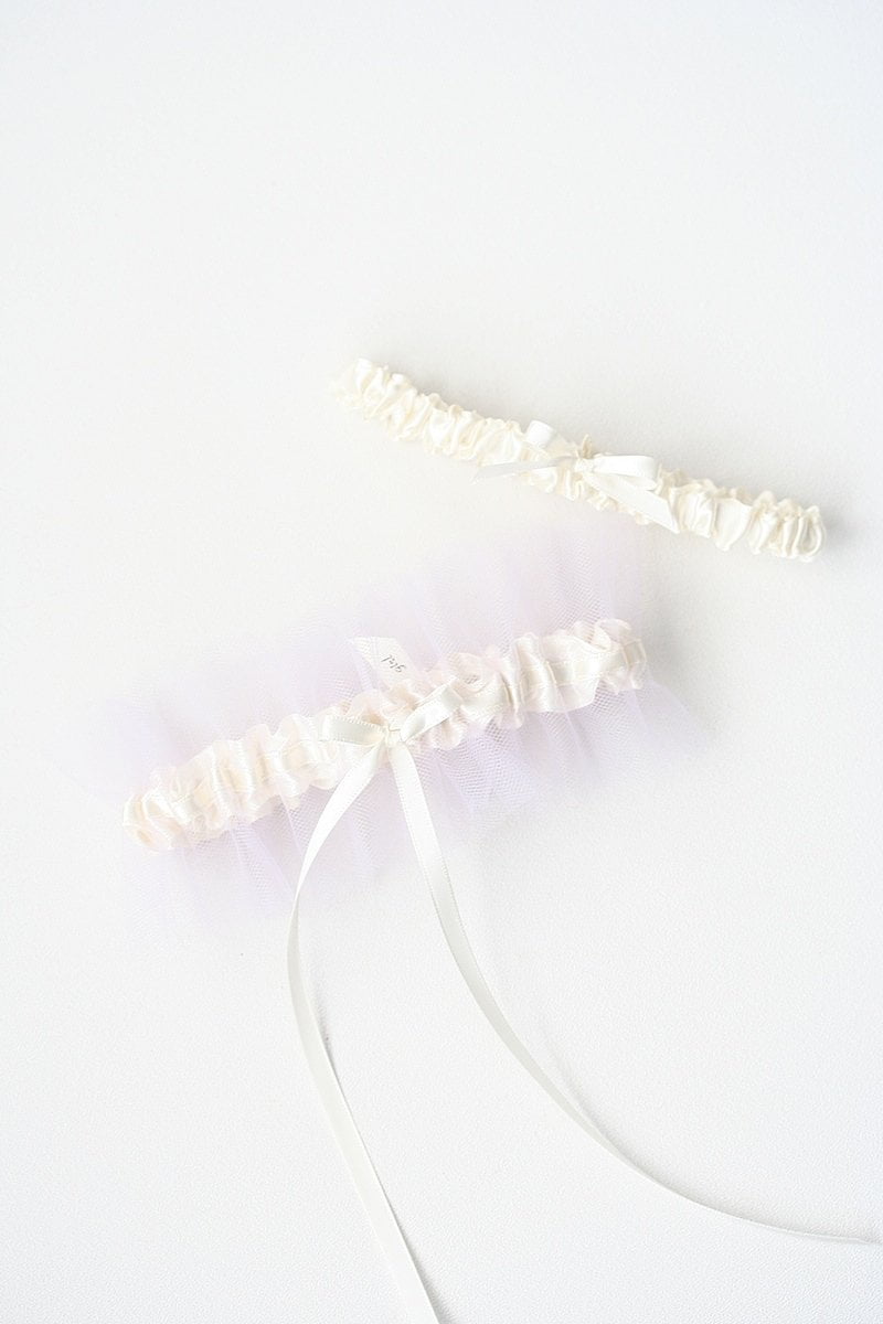 Garter Set: Ivory & Lavender Tulle