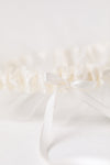 custom wedding garter with ivory satin and tulle