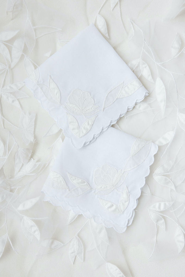 Two Wedding Handkerchiefs Made From Bride's Wedding Dress by The Garter Girl