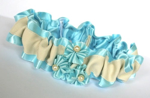 Custom Garter Spotlight: Something Blue, Ivory & Rosettes
