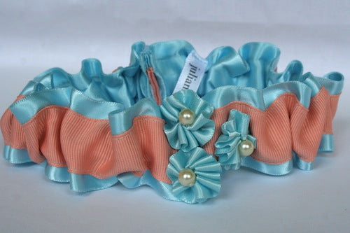 Light Blue, Peach and Pearl Garter