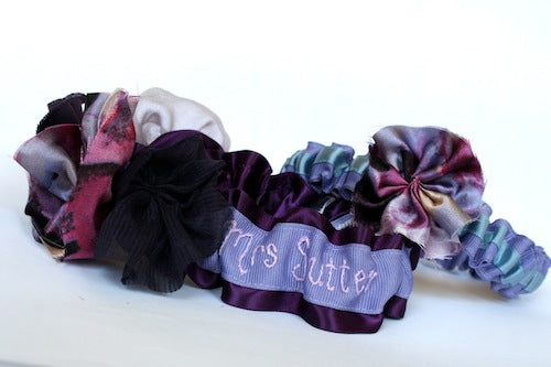 Purple Flower and Embroider Garter