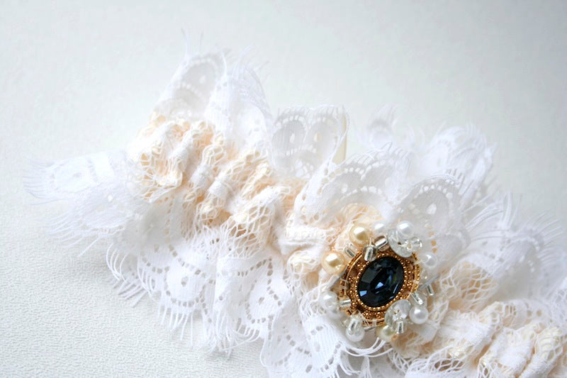 Custom Wedding Garter with Vintage Earring
