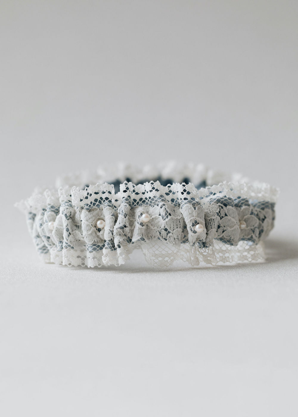 vintage wedding dress lace bridal garter with pearls, personalized with couple's initials and wedding day - handmade bridal accessories by The Garter Girl