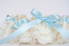 Custom Wedding Garter: Waterfall Blue and Ivory Lace