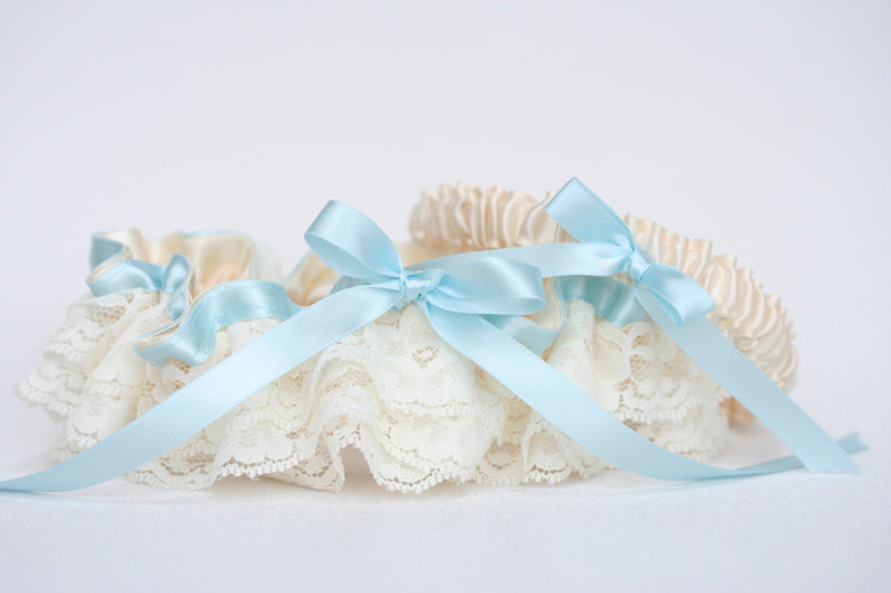Light Blue and Lace Garter Set