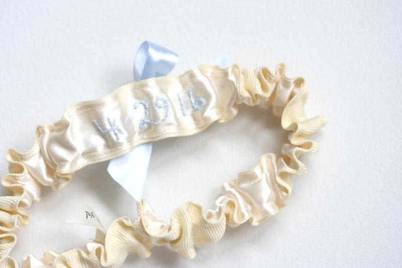 Simple Something Blue Wedding Date Garter