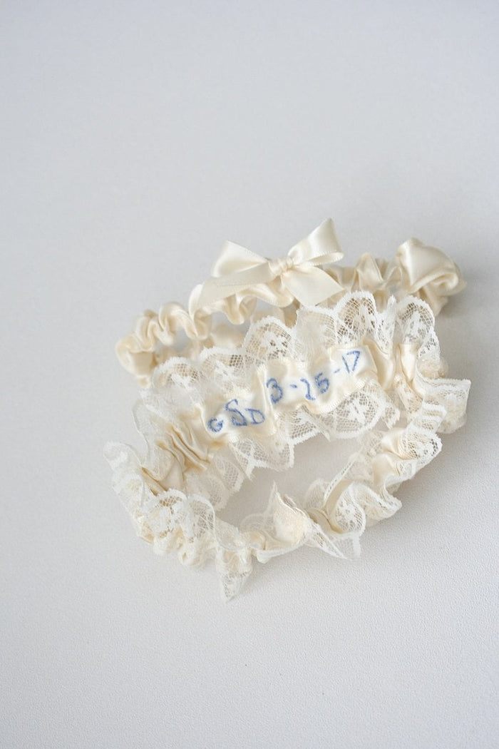 Garter Set: Embroidered Wedding Date