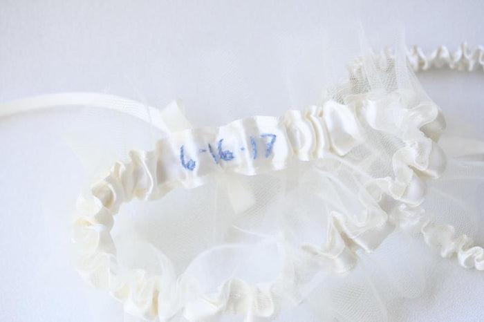 Garter Set: Tulle & Hand Embroidered