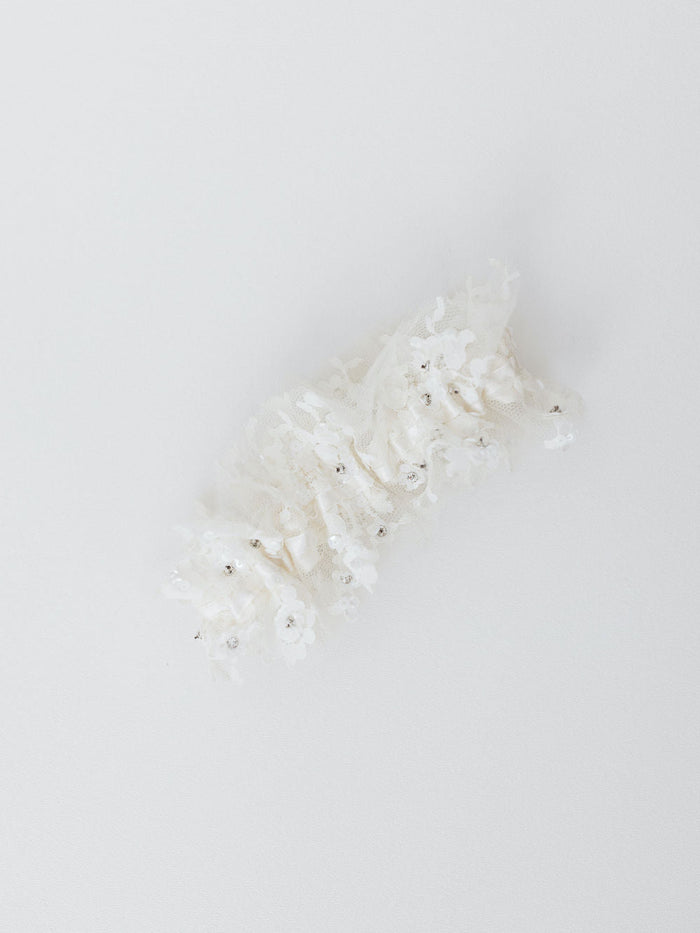 wedding Garter hand Made with Beaded Lace Wedding Dress Material & Personalized with wedding day by expert accessory designer, The Garter Girl