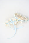 Garter Set: Personalized With Wedding Date, Something Blue and Vintage Lace