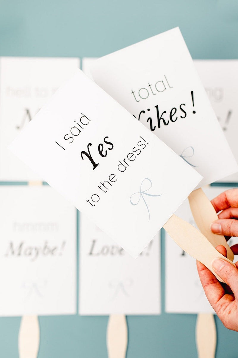 yes to the dress wedding dress shopping voting signs