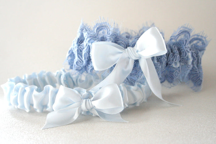 Light Blue Lace Garter Set