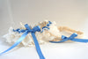 Blue and Ivory Lace Ruffle Garter Set