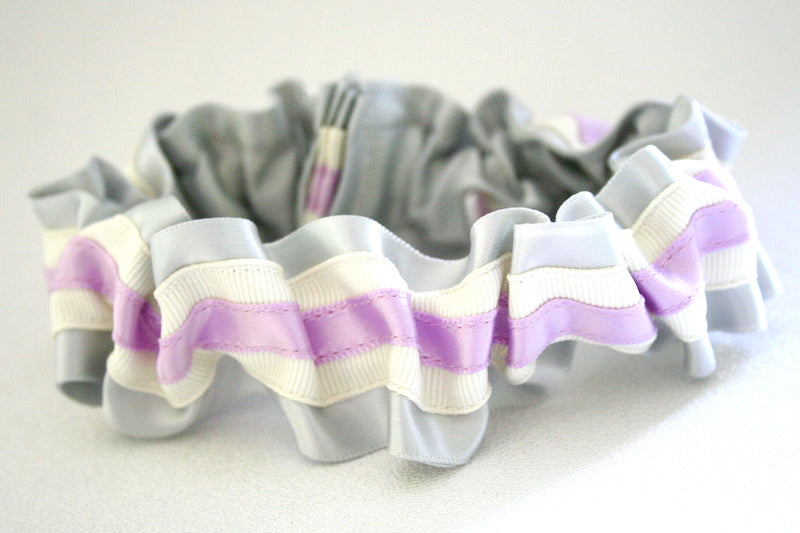 Gray, Ivory and Light Purple Garter
