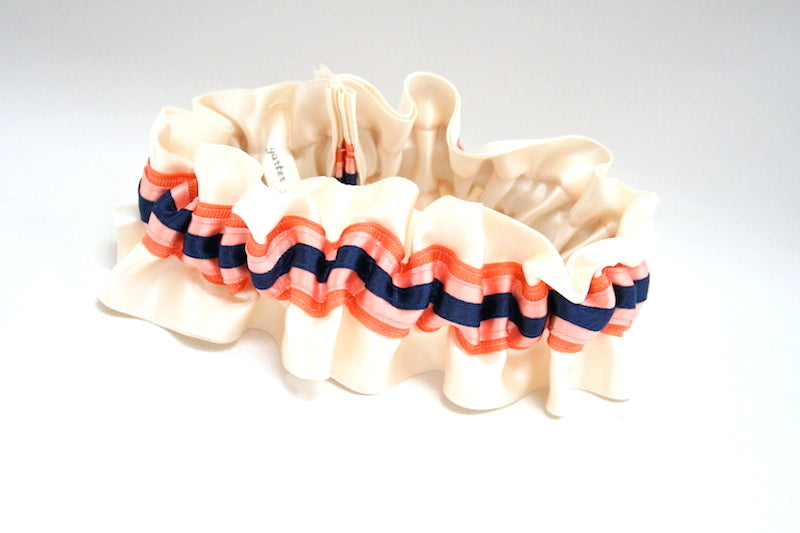 Ivory, Navy Blue and Orange Garter
