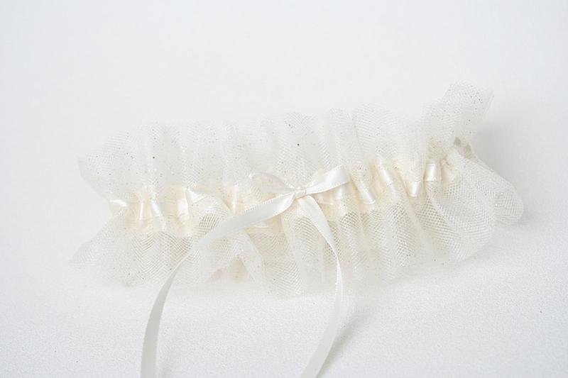 Garter: Tulle with Gold Glitter