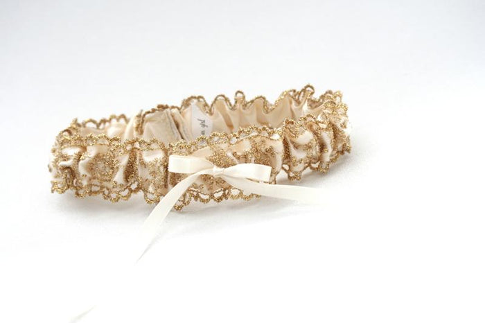 Ivory and Gold Lace Garter