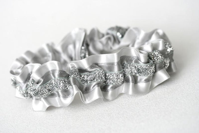 Gray and Silver Sparkle Wedding Garter