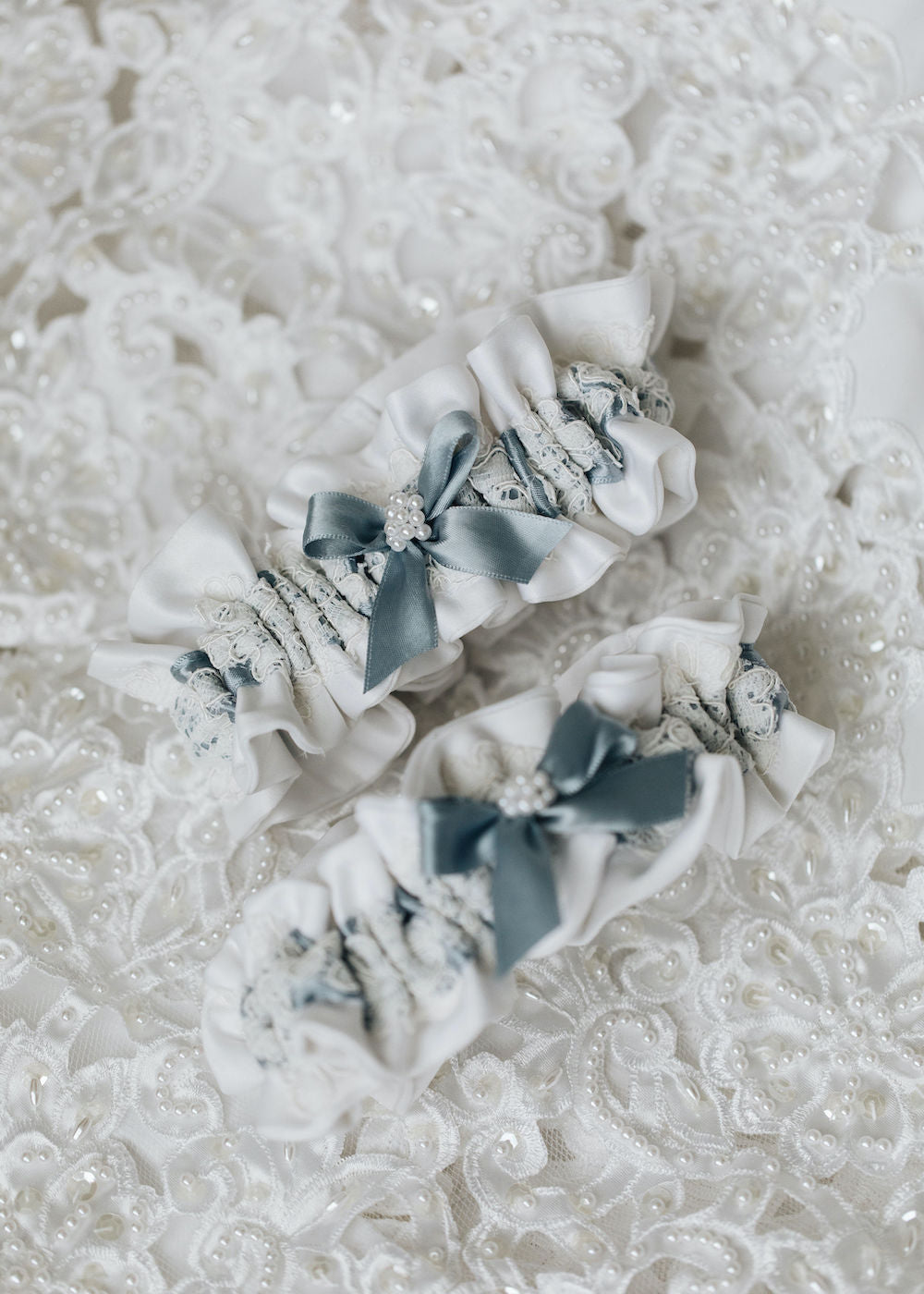 custom wedding garter sets hand made from mother's wedding dress for sisters handmade heirloom by The Garter Girl