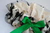 Wedding Garter Set: Ivory, Black Lace and Emerald Green