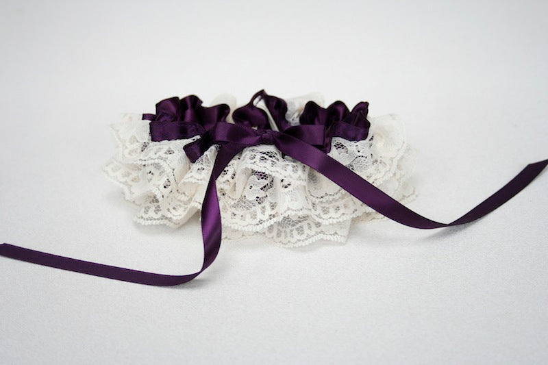 Ivory Lace and Purple Embroidered Garer