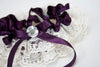 Custom Wedding Garter: Purple with Ivory Lace and Sparkle
